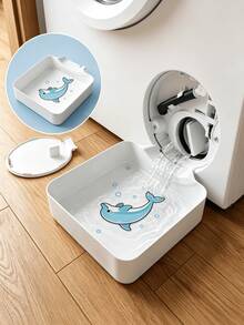 1pc Customized Pattern Heavy Duty Washing Machine Drain Tray Replacement Funnel, Enhance Your Laundry Experience! Multi-Functional Washing Machine Drain Accessory, Washing Machine Outlet Cleaning Tool, Plastic Material, Can Be Used For Washing Machine Outlet Water Storage, Effectively Prevent Laundry Room Floor Overflow, Can Be Used For Bathroom Water Storage, Souvenir For Cleaning And Storage Enthusiasts, Halloween, Christmas, Graduation Season, The Best Drain Tray Gift - (Patterned) Washing Machine Drain Pan - View 3