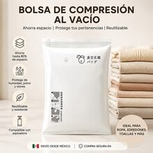 Bolsa de Compresión al Vacío para Ropa y Cobijas, Organizador de Almacenamiento Ahorra Espacio, Reutilizable con Válvula, Protección contra Polvo y Humedad,Disponible en múltiples tamaños - Blanco - Ver 1