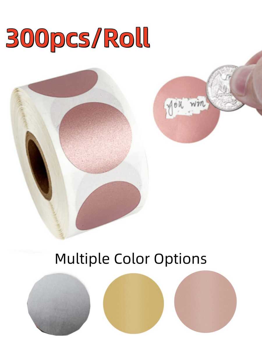 300 piezas/rollo Pegatinas raspables de 1 pulgada - Pegatinas de etiquetas raspables DIY, adecuadas para eventos de fiesta, regalos, pegatinas de papelería, códigos promocionales, juegos de boda, recuerdos de fiesta, premios y recompensas, redondas (Plata/Oro/Oro Rosa) 300 piezas/30 piezas