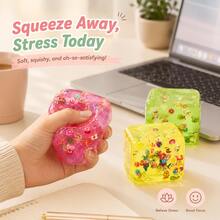 4 Colors Fruit Jelly Cube Squishy Toy, Soft Stress Relief Squeeze Toy, Fingertip Toy, Fun Gift For Teens And Adults - Multicolor - View 8
