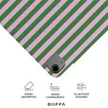 GIIPPA 1個粉綠條紋Y型摺疊磁吸平板保護殼，PU皮革外層搭配硬質壓克力防彎曲背板，無筆槽，多角度支撐，自動休眠/喚醒，辦公與日常使用，相容於 iPad Mini 6/7、Air 2/3/4/5/11/13" (M2/M3 2024-2025)、5/6/7/8/9/10/11代、Pro 10.5/11/12.9" (2017-2025)，夏季保護殼 11 A16 保護殼，保護套 - 多色6 - 查看 3