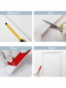 White Flexible Self-Adhesive Wall Decorative Strip, Waterproof PVC Self-Adhesive Trim, Suitable For Doors, Tiles, Cabinets, Mirrors And DIY Home Decor Projects, Cabinet Detail Decorative Edge Strip - Multi-color - View 6