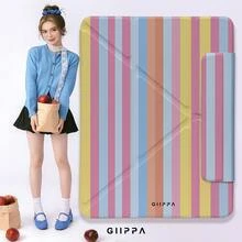 GIIPPA 1件彩色條紋Y折磁吸平板保護殼，PU皮革外層搭配硬壓克力防彎背板，無筆槽，多角度支架，自動休眠/喚醒，適合辦公與日常使用，兼容 iPad Mini 6/7、Air 2/3/4/5/11/13" (M2/M3 2024-2025)、5/6/7/8/9/10/11代、Pro 10.5/11/12.9" (2017-2025)，夏季保護殼，11 A16 保護殼，保護套 - 多色5 - 查看 7