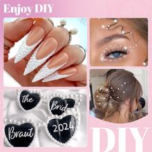 11,000pcs Handmade Flat Back Pearl Rhinestones (Ivory/Beige), Multiple Sizes 2/3/4/5/6/8/10mm Half Pearl DIY Shiny Beads For Clothing, Drums, Cups, Shoes, Fabric Decoration - Multicolor - View 8
