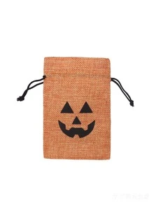 3pcs New Halloween Burlap Drawstring Pouch Bags For Cookies And Candy Storage, Halloween Gift Decoration Drawstring Bags - Style 1 - View 15