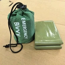 1pc/2pcs Waterproof Warm Emergency Sleeping Bag, Portable Lightweight Survival Bag, Windproof & Moisture-Proof Outdoor Camping Hiking Rescue Blanket, Green & Orange - Multicolor - View 13