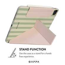 GIIPPA 1件綠色與白色條紋Y折磁吸平板保護殼，PU皮革外層搭配硬質壓克力防彎背板，無筆槽，多角度支架，自動休眠/喚醒，適用辦公與日常使用，相容 iPad Mini 6/7、Air 2/3/4/5/11/13" (M2/M3 2024-2025)、5/6/7/8/9/10/11代、Pro 10.5/11/12.9" (2017-2025)，Summer Obal Na 保護殼，11 A16 保護殼，保護套 - 多色15 - 查看 5