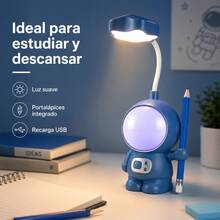 Multifunction LED Desk Lamp For Kids, Astronaut USB Night Light, With Pencil Sharpener, 2 Lighting Modes, Suitable For Study And Work - Blue - View 2