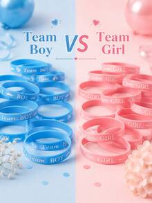 60pcs Gender Reveal Silicone Bracelets, Blue And Pink Boy Girl Team Wristbands, Gender Reveal Party Decoration - View 5