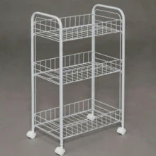 White Rolling Mesh Storage Cart, 3 Tiers Wheeled Utility Trolley, Stable Robust Frame, 26*37.5*67cm, Multi-Purpose Organizer For Bathroom Kitchen Laundry Storage - View 1