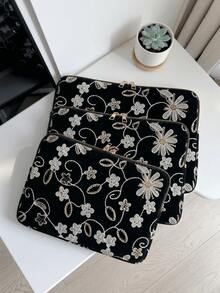 1pc Portable Computer Bag, Embroidered Floral Pattern Multi Size Laptop And Tablet Storage And Organizing Bag, Fashionable Digital Storage Bag, Suitable For Outdoor Use And Travel Essentials - Multicolor - View 8