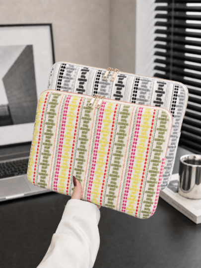 1pc Portable Computer Bag, Multi Size Notebook And Tablet Storage And Organizing Bag With Contrasting Color Splicing Pattern, Fashionable Digital Storage Bag, Suitable For Outdoor Travel And Essential Travel Items