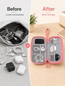 1pc Double Layer Digital Accessories Storage Bag, Universal Electronic Product Travel Cable Organizer, Suitable For Phone Storage Bag, Data Cable Organizer, Coin Purse, Jewelry Storage Bag With Compartments, Suitable For Power Bank,Bedroom Room Decor,Back To School - Multicolor - View 5