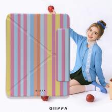 GIIPPA 1件彩色條紋Y折磁吸平板保護殼，PU皮革外層搭配硬壓克力防彎背板，無筆槽，多角度支架，自動休眠/喚醒，適合辦公與日常使用，兼容 iPad Mini 6/7、Air 2/3/4/5/11/13" (M2/M3 2024-2025)、5/6/7/8/9/10/11代、Pro 10.5/11/12.9" (2017-2025)，夏季保護殼，11 A16 保護殼，保護套 - 多色5 - 查看 8