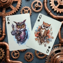 Steampunk Owl Playing Cards, 54 Hand-Drawn Illustrated Cards, Vintage Style Exquisite Packaging, High-End Embossing Technology And Matte Texture Coating, Suitable For Gifts And Entertainment - Multicolor - View 8