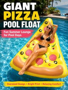 1pc Large Pizza Slice Inflatable Pool Float, Summer Beach Swimming Leisure Floating Raft, Suitable For Pool Parties And Vacations - D - View 2