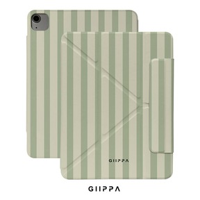 GIIPPA 1 peça Capa Protetora Magnética para Tablet com Dobra em Y, Verde e Branca às Riscas, Exterior em Pele PU com Placa Traseira Rígida em Acrílico Antideformação, Sem Ranhura para Caneta, Suporte Multiângulo, Suspensão/Ativação Automática, para Escritório e Uso Diário, Compatível com iPad Mini 6/7, Air 2/3/4/5/11/13" (M2/M3 2024-2025), 5/6/7/8/9/10/11.ª Geração, Pro 10.5/11/12.9" (2017-2025), Summer Obal Na, Capa Protetora, Capa Protetora 11 A16, Capa