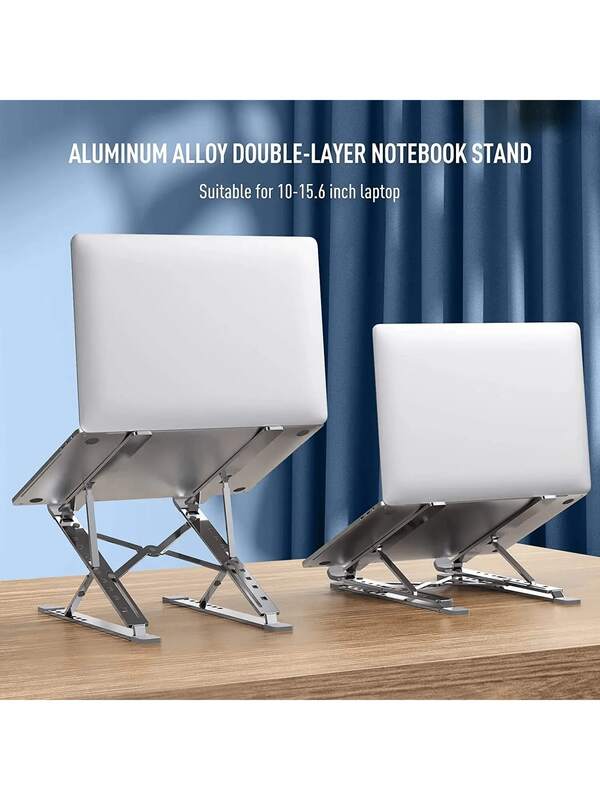 Double-Layer Thickened Aluminum Alloy Laptop Stand, Multi-Angle Foldable Portable Cooling Bracket, Office & Home Use, 10-15.6 Inch Universal Laptop Height Adjustable Stand