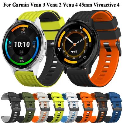 Dây đeo đồng hồ thông minh silicone 22mm, tương thích với Forerunner 570/265/255, Venu 3/2, Vivoactive 4, tương thích với GTR 2/2e/3pro/4, Bip 6/5, tương thích với GT5/GT4/GT3/GT2 Pro, 5/4/3 Pro, phụ kiện dây đeo thay thế hai màu
