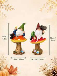 Autumn Garden Gnome Mushroom Decor, Harvest Outdoor Figurine With Welcome Sign, Cute Fairy Garden Statue, Patio Yard Lawn Planter Decoration, Thanksgiving Pumpkin Garden Decor Gift - 1PC - View 7