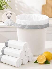 400PCS 4 Gallon Small Drawstring Trash Bags, Disposable Garbage Bags, 17.7 X 17.7 In Trash Can Liners, Back To School Dorm Waste Bags For Bathroom, Kitchen, Bedroom, Office, Apartment, Travel, Small Bins And Daily Home Cleanup - White - View 1