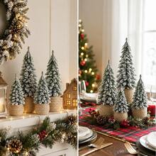 Miniature Realistic Nordic Style Christmas Tree | Holiday Desktop Decoration | Fluffy & Lifelike | Winter Snowy Scene Ornament | Enhance Festive Atmosphere, Living Room Decor, Christmas Decoration - Multicolor - View 10