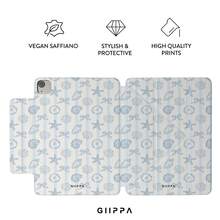GIIPPA 1pc Light Blue Fine Striped Shell, Starfish, Bow Print Protective Case, Magnetic Detachable Y-Fold Shockproof Cover With Pen Slot, Compatible With IPad Mini 6/7, Air 2/3/4/5/11/13" (M2/M3 2024-2025), 5/6/7/8/9/10/11 Generation, Pro 10.5/11/12.9" (2017-2025), Suitable For Valentine's Day, Back To School, Office, Christmas, Halloween, Thanksgiving, Best Gift For Girlfriend - Multicolor 4 - View 2
