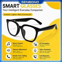 SENBONO New AI Translation Smart Audio Glasses, Hall Sensor One-Click Activation, Wireless Calls, Music Playback, Hands-Free Phone Calls, Camera Control, Voice Activation, Fashion Smart Glasses, Unisex, Gift For Friends, Birthday Gift - View 11