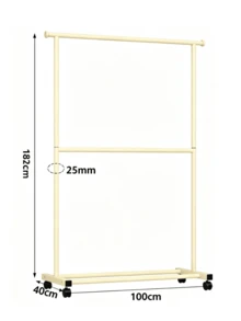 1 pieza Perchero móvil con ruedas universales, disponible en estilos de una capa y dos capas, una unidad de almacenamiento, secado y estantería para ropa utilizada en balcones del hogar. - Blanco - Ver 11