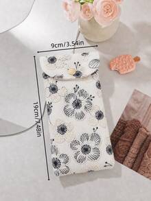 1pc Embroidered Floral Pattern Glasses Case, Fashion Glasses Storage Bag, Convenient For Daily Carrying, Scratch Resistant Glasses Storage Bag, Glasses Accessories Fashion Glasses, Reading Glasses, Myopia Glasses Storage Bag, Multifunctional Storage Bag - Multicolor - View 4