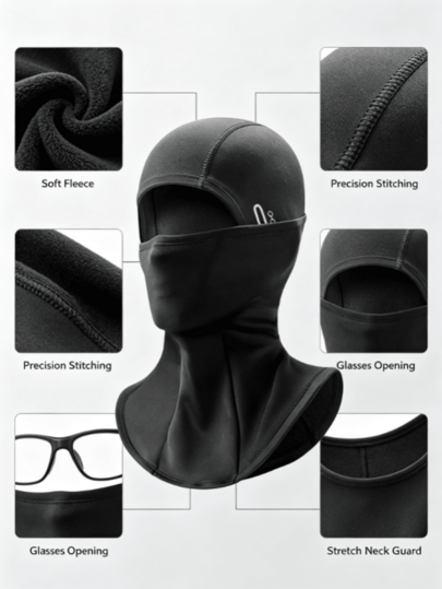 1/2 Stück Unisex schwarze Fleece-Sturmhaube Winter winddicht Vollgesichtsmaske Nackenschutz zum Skifahren Radfahren Outdoor-Sport