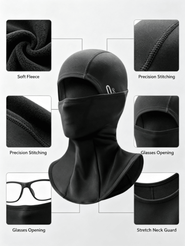 1/2pcs Unisex Black Fleece Balaclava Winter Windproof Full Face Mask Neck Warmer For Skiing Cycling Outdoor Sports