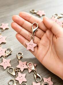 24/12/6pcs Lobster Clasp Smile Star Pendant Key Ring, Multi-Purpose Cute Star Bag Accessory, Small Enamel Star Charm For Backpack Handbag Purse Keys, Lovely Daily Matching Decor Gift - Multiple Styles - View 3