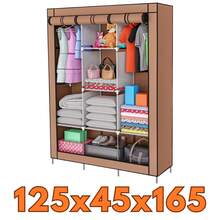 Foldable Wardrobe Closet For Organizing Clothes With Zipper - 125x45x165 棕色 - 查看 2