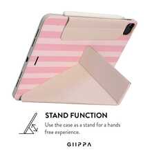 GIIPPA 1件粉色與白色條紋Y折磁吸平板保護殼，PU皮革外層搭配硬質壓克力防彎背板，無筆槽，多角度支撐，自動休眠/喚醒，適合辦公與日常使用，兼容iPad Mini 6/7、Air 2/3/4/5/11/13" (M2/M3 2024-2025)、5/6/7/8/9/10/11代、Pro 10.5/11/12.9" (2017-2025)，Summer Obal Na，11 A16保護殼，保護套 - 多色16 - 查看 4