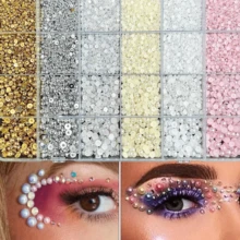 11,000pcs Handmade Flat Back Pearl Rhinestones (Ivory/Beige), Multiple Sizes 2/3/4/5/6/8/10mm Half Pearl DIY Shiny Beads For Clothing, Drums, Cups, Shoes, Fabric Decoration - Multicolor - View 3