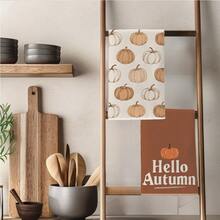 2件裝復古暖咖啡色Hello Autumn南瓜圖案廚房抹布，40*60cm柔軟超細纖維材質茶巾，適用於居家廚房、餐廳、戶外露營桌面清潔、洗碗布、手巾配件，節日禮物 - 彩色 - 查看 6
