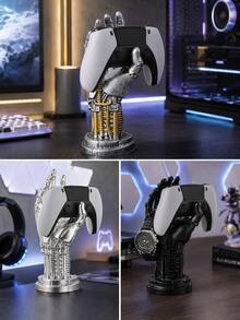 Game Controller Stand Cyberpunk Mechanical Hand Controller Base Robot Controller Holder Headphone Stand Statue Game Desk Decor Sci-Fi Gaming Room Decoration Gaming Accessories Men Gamer Gift Perfect Christmas Or Halloween Gift - Multicolor - View 4