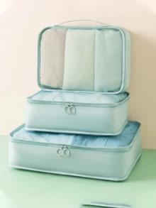 3/1pc Polyester Travel Storage Set, Minimalist Slogan Pattern Waterproof Clothing Organizer Bag, Foldable Luggage Packing Bag, Travel Storage Bag, Large Capacity Storage Bag, Luggage Bag, Shoe Bag, Drawstring Bag, Minimalist Fashion Travel Storage Set, Luggage Bag Shoe Bag, Multi-Functional Lightweight Breathable Clothing Storage Bag, Travel Organizer Bag, Travel Accessories, Back To School Season, Dorm Essentials, Autumn New Arrival - Multicolor - View 13