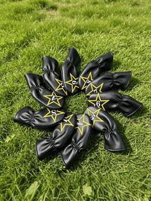 Golf Iron Headcovers 1/10pcs Optional, Waterproof Fabric Club Head Protection Covers, Suitable For Irons, Sand Wedge, Lob Wedge, Pitching Wedge - Black - View 2