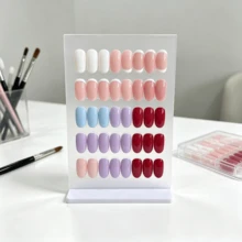 1pc Transparent Artificial Nails Nail Art Style Display Board With Base, Desktop Nail Art Sample Display Rack, Nail Salon Product Photography Prop Background Board, Minimalist Color Card Nail Art Display Rack - Multicolor - View 6