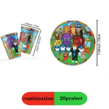 Roblox 20pcs Disposable Paper Cup & Plate Set, Pixel Cartoon Print Waterproof Paper Tableware Set, Suitable For Birthday Party Decoration, Halloween, Thanksgiving, Labor Day, Christmas Decoration - Steal a Brainrot Plate Cup - View 7