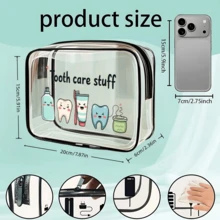 Dental Supplies Letter Print PVC Makeup Bag, Zipper Sealed PVC Travel Storage Bag, Cosmetic And Toiletry Bag, Suitable For Adults, Portable Makeup Box, Ideal Gift For Mothers, Teachers, Nurses, Suitable For Office, School, Travel,Bedroom Room Decor,Back To School - Multicolor 02 - View 2