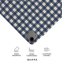 GIIPPA Blue White Gingham Check Plain Case, Magnetic Separation Y-Fold Shockproof Cover With Pencil Slot, Compatible With IPad Mini 6/7, Air 2/3/4/5/11/13, Pro 10.5/11/12.9 Ideal For Back To School,Office, Christmas,Halloween,Thanksgiving Holiday, Best Gift For Girlfriend & Perfect Wedding Season Present,Classic Minimal Plaid Neutral School Office Holiday Aesthetic - Multicolor - View 3