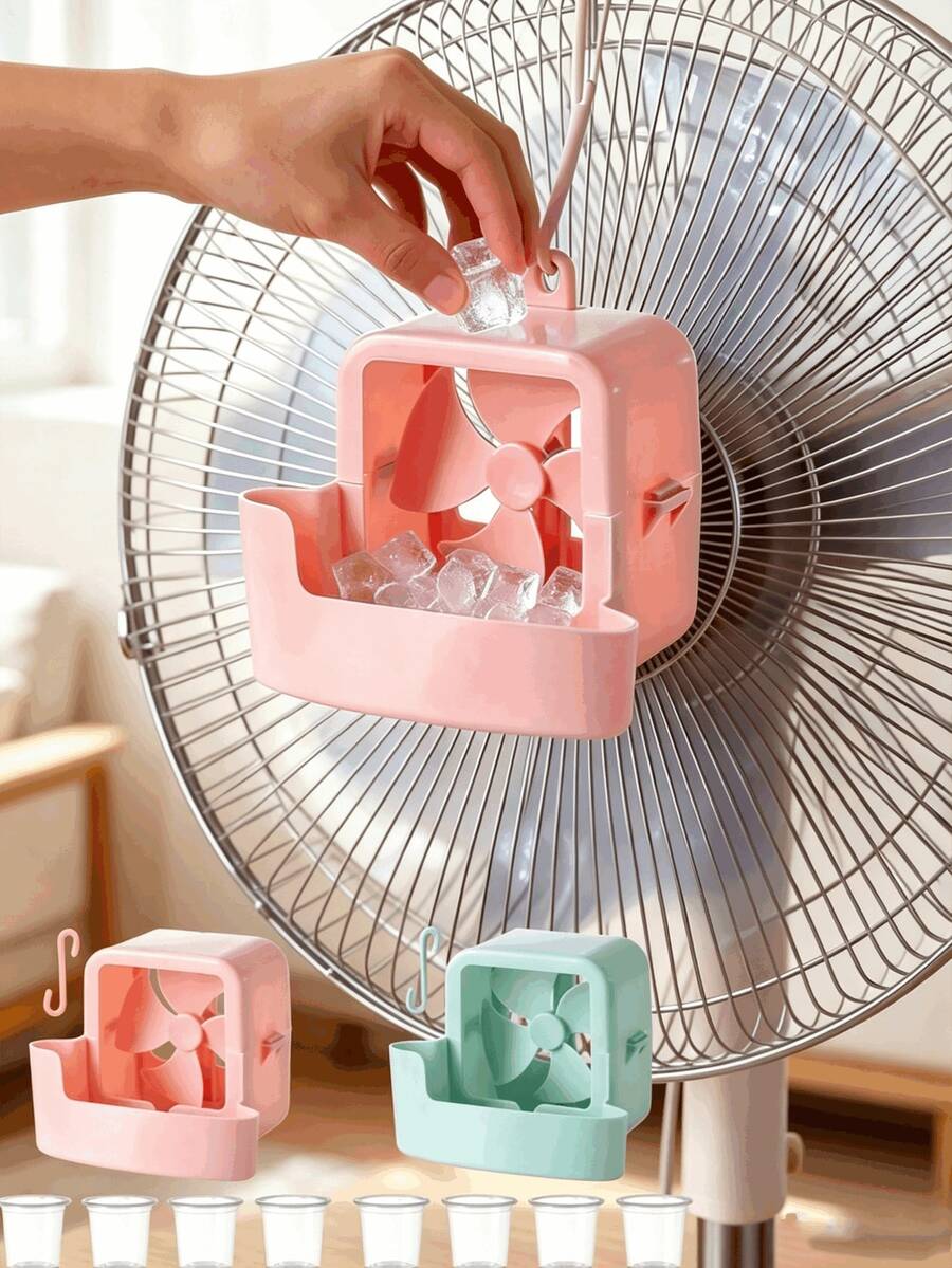 Hanging Fan Ice Cooling Box, 4 Ice Boxes Included. Portable Air Cooler Fan Accessory, Ice Wind Chiller For Standing Floor Fan Home Use. Home Standing Fan, Bedroom, Living Room, Dormitory, Summer Indoor Cooling - Multicolor - View 1
