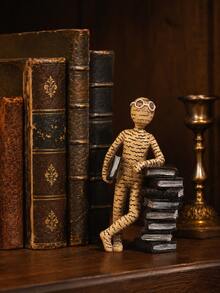 Book Lover Figurine Decor, Abstract Reader Statue With Book Stack, Small Bookshelf Ornament For Study Room, Home Office Desk, Library Shelf, Teacher Gift, Graduation Gift, Reading Room Decoration, Vintage Shelf Accent Gift For Her - New - View 5