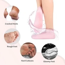1 Set Moisturizing Foot Mask & Hand Mask, Convenient Multi-Functional Anti-Crack Foot Socks & Hand Gloves, Upgraded Silicone Foot Socks With Non-Slip Particles On Bottom, All-Day Moisturizing Foot Care, Easy To Clean, Suitable For Dry And Cracked Feet, Silicone Moisturizing - Multicolor - View 3