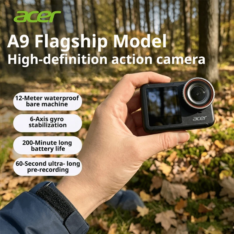 Acer A9 Flagship Imaging Sports Camera 4K HD Stabilization Vlog Outdoor Motorcycle Riding Camera Running Recorder A9 Standard Edition [32G High-Speed Memory Card - View 1
