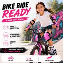 BAT DEICIDE 6PCS Kids Protective Gear CPSIA Certified: Knee Pads Elbow Pads Wrist Guards For Skateboard Cycling Scooter Skating Balance Bike 5-10Y, Back To School - Pink - View 5