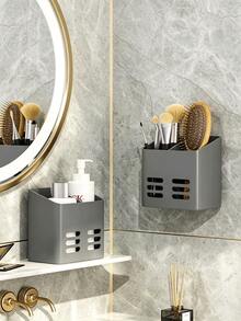 1pc Bathroom Toothbrush & Toothpaste Holder, Wall-Mounted Storage Box, Sink Razor Holder, Multi-Function Bathroom Storage Basket, Bathroom Accessories, Kitchen Accessories, Room Decor, Home Decor, Bathroom Decor, Bathroom Organizer - Multicolor - View 6
